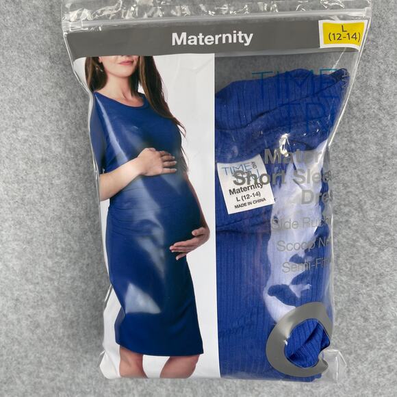 L4013 Time and Tru Woman Ruched Maternity knit Dress Size Large (12-14) - Picture 4 of 7